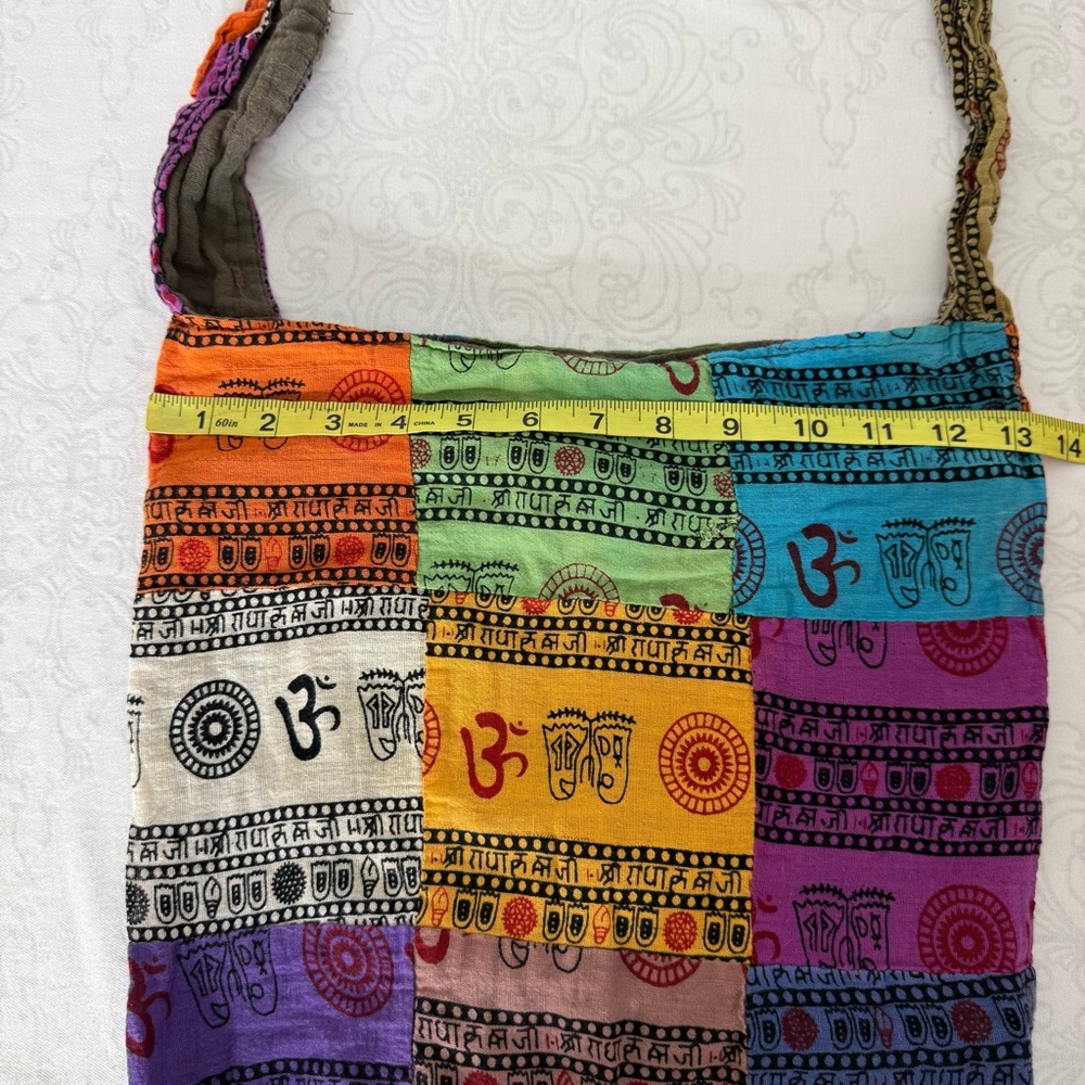 Multicolored Cotton Patchwork Hobo Sling Crossbod… - image 6